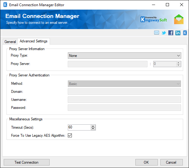SSIS email connection manager advanced settings